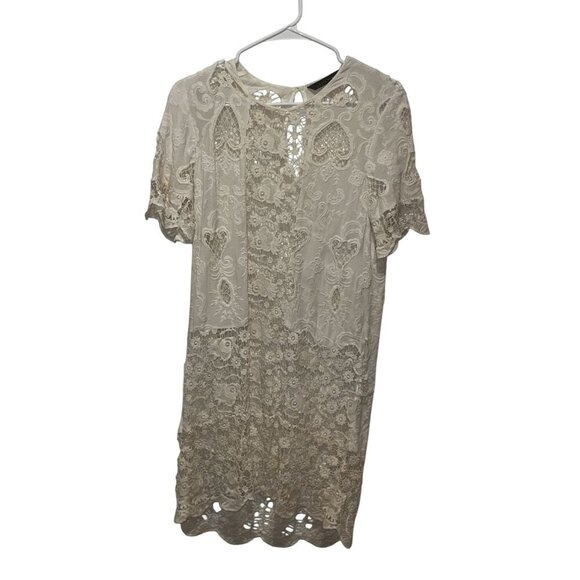 Zara Boho White Lace Crochet Women's Mini Dress Size XS - Picture 3 of 10